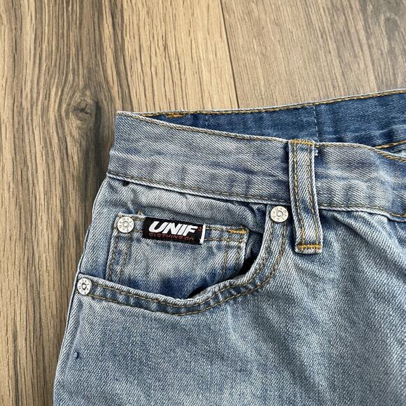 UNIF Vintage Womens Size 28 Relaxed Fit Denim Jean Wide Leg Loose Mid Rise Y2K - Picture 4 of 9